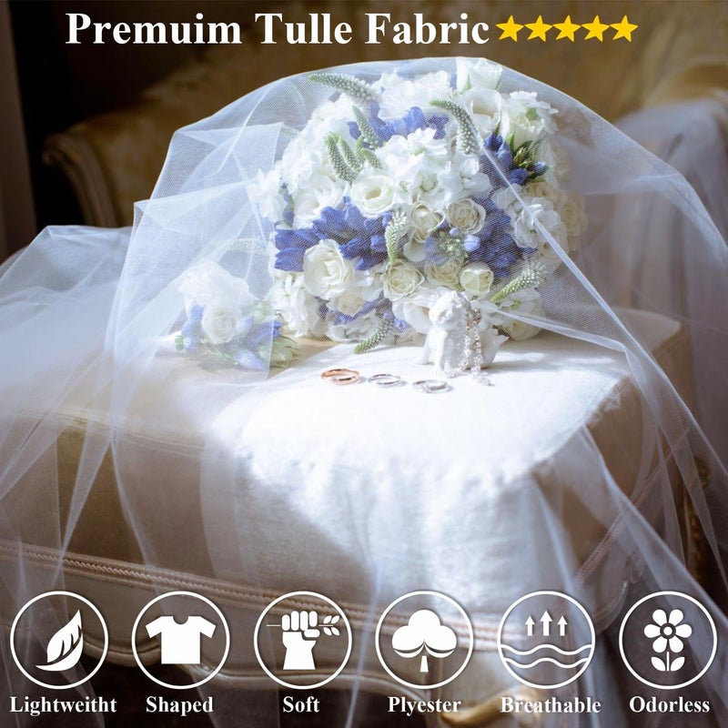 Ableme Deco 108" White Tulle Fabric Roll, Extra Large Matte Tulle Netting Bolt for Wedding Ceiling Drapes Arch Banquet Party Decorations Tutu Skirt Baby Shower DIY Crafts Gift Wrapping (10 Yards, White) - Image 2